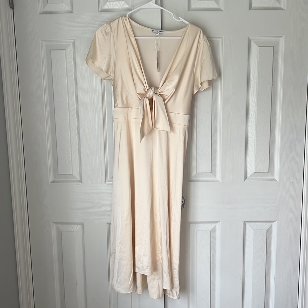 Baltic Born Poppy Satin Midi Dress in Ivory.